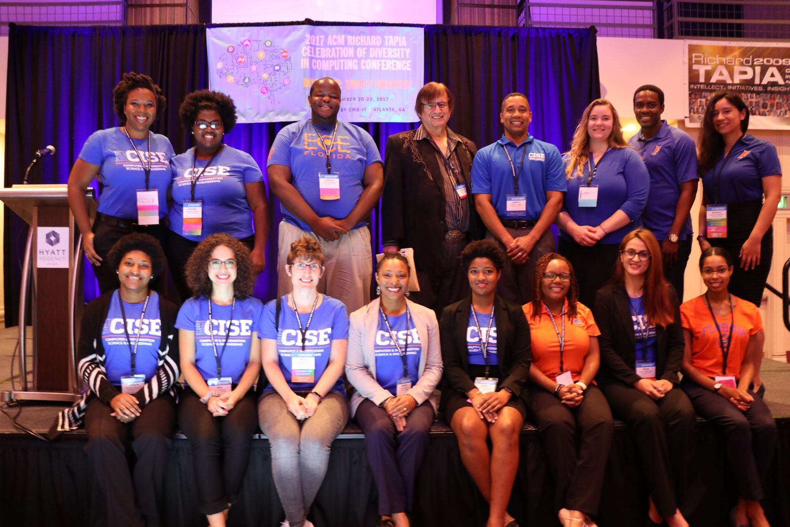 Lab members on stage at the Tapia Conference, 2017